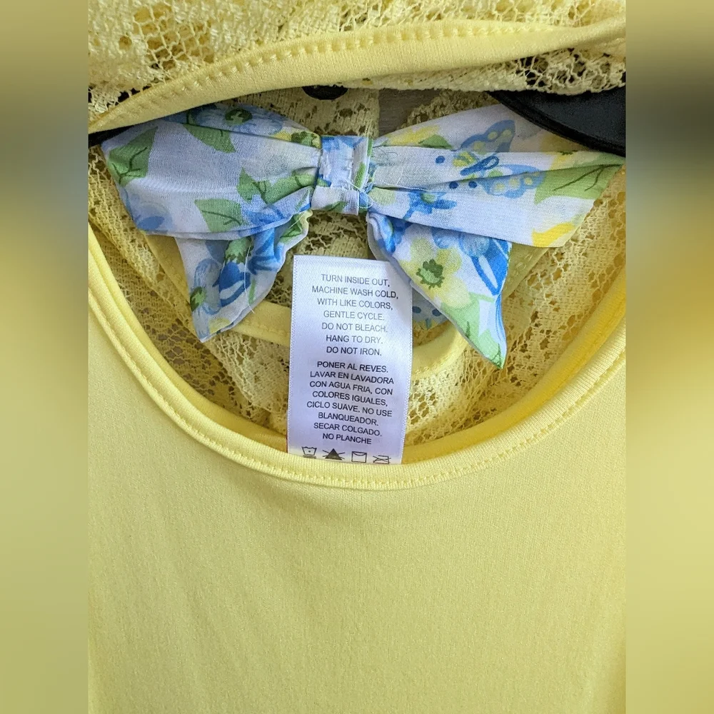 Nannette Girl Size 6 Yellow Blue & White Dress Spring Summer Kids NWOT - Picture 5 of 6